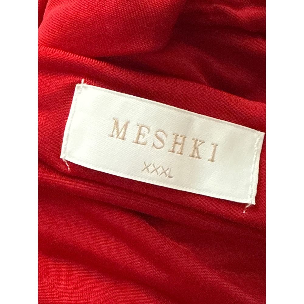 MESHKI Red Off Shoulder Ruched Mesh Maxi Dress Size XXl - Picture 12 of 17